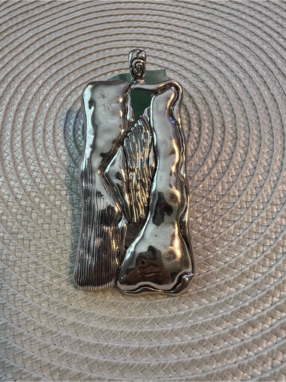 Huge Beautiful Silver Plated Abstract Modernistic Pendant Necklace